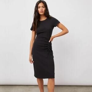 RAILS | Black Tori Short Sleeve Ruched Side T Shirt Dress | Small